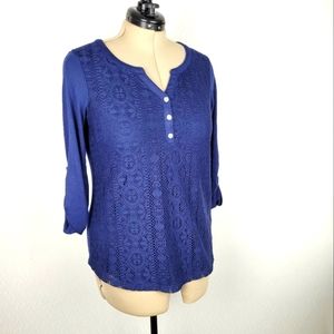 Style & Co. Blue Lace Blouse